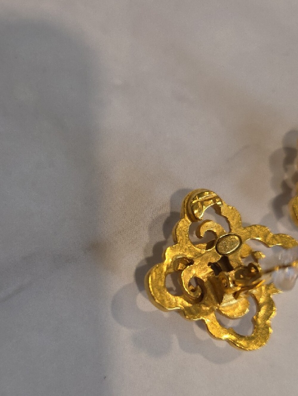 Chanel Gold-Tone Floral Logo Clipon Earrings -COA - Picture 5 of 11
